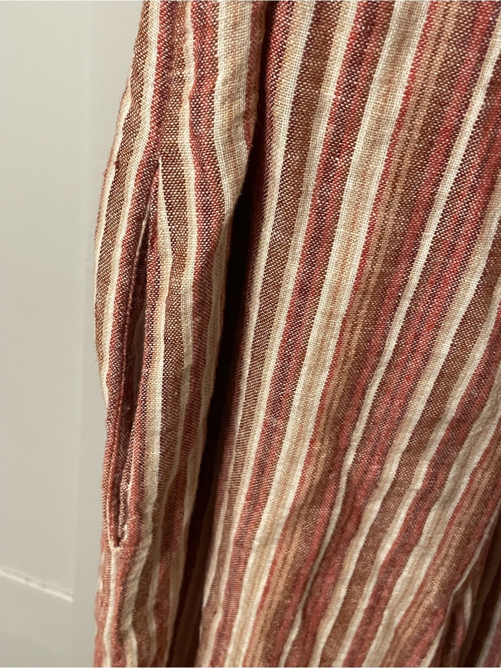 dip Striped V-Neck Sleeveless Jumpsuit in Rust and Cream - Picture 16 of 16